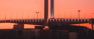 Превью обои дорога, мост, конструкция, сумерки