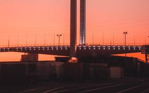 Превью обои дорога, мост, конструкция, сумерки
