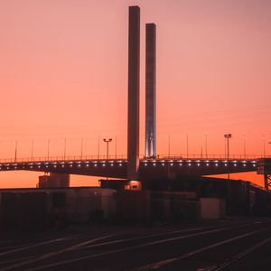 Превью обои дорога, мост, конструкция, сумерки
