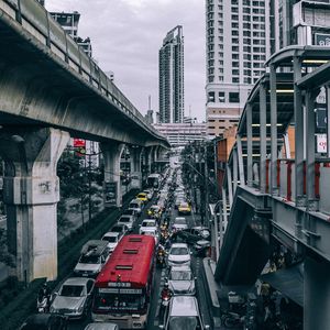 Превью обои дорога, мост, транспорт, здания