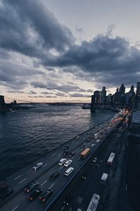 Превью обои дорога, ночной город, город, огни