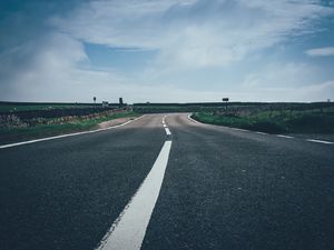 Превью обои дорога, разметка, небо