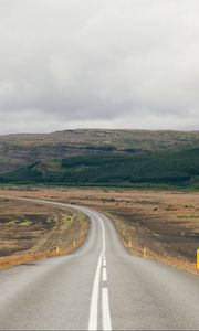 Превью обои дорога, разметка, возвышенности