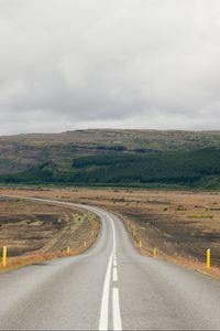 Превью обои дорога, разметка, возвышенности