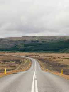 Превью обои дорога, разметка, возвышенности