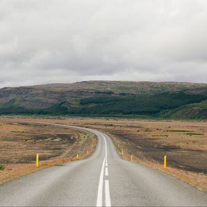 Превью обои дорога, разметка, возвышенности