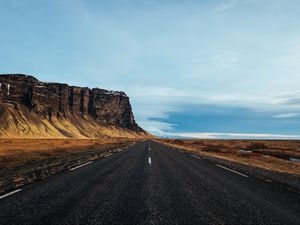 Превью обои дорога, разметка, возвышенности