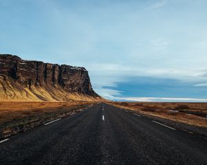 Превью обои дорога, разметка, возвышенности