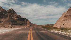 Превью обои дорога, скалы, вид, природа