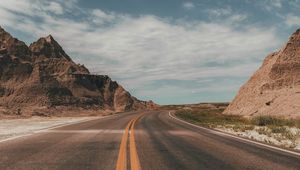 Превью обои дорога, скалы, вид, природа