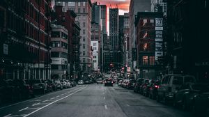 Превью обои дорога, трафик, город, автомобили