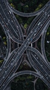 Превью обои дорога, транспортная развязка, вид сверху, многоуровневый, запутанный