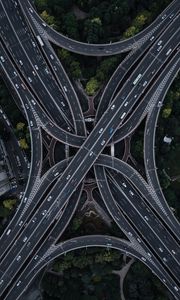 Превью обои дорога, транспортная развязка, вид сверху, многоуровневый, запутанный