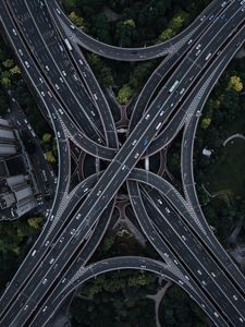 Превью обои дорога, транспортная развязка, вид сверху, многоуровневый, запутанный