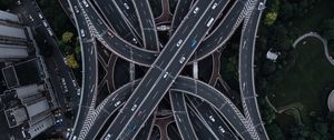 Превью обои дорога, транспортная развязка, вид сверху, многоуровневый, запутанный