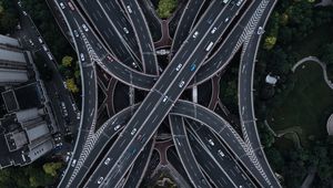 Превью обои дорога, транспортная развязка, вид сверху, многоуровневый, запутанный