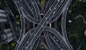 Превью обои дорога, транспортная развязка, вид сверху, многоуровневый, запутанный