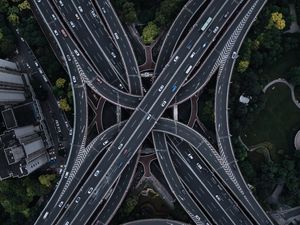 Превью обои дорога, транспортная развязка, вид сверху, многоуровневый, запутанный