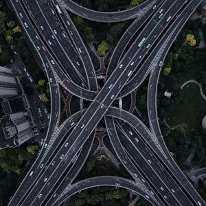 Превью обои дорога, транспортная развязка, вид сверху, многоуровневый, запутанный