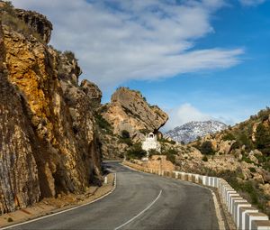 Превью обои дорога, вид, скалы, природа