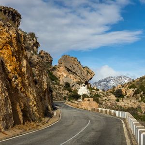 Превью обои дорога, вид, скалы, природа