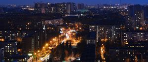 Превью обои дороги, огни, дома, здания, город, ночь