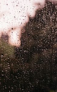 Превью обои дождь, капли, стекло, размытость, макро