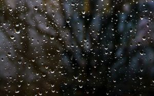 Превью обои дождь, окно, стекло, капли, ночь