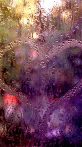 Превью обои дождь, стекло, окно, огни, ливень, потоки, капли, вода