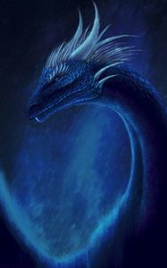 Превью обои дракон, фантастика, существо, синий, арт