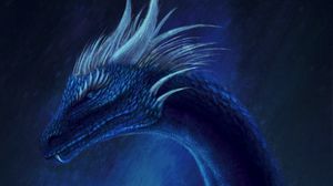 Превью обои дракон, фантастика, существо, синий, арт