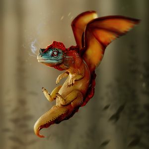 Превью обои дракон, крылья, дым, иллюстрация, арт