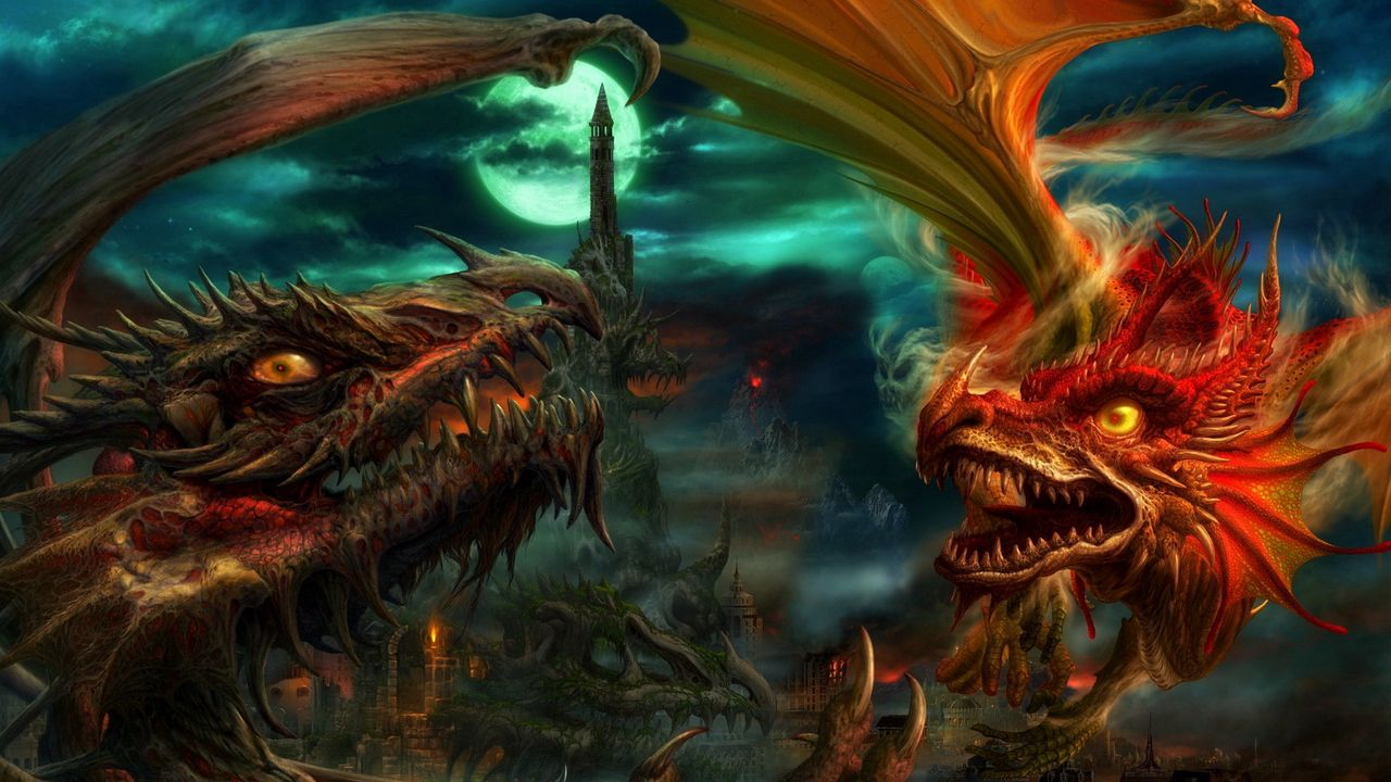 Обои драконы, арт, апокалипсис