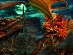 Превью обои драконы, арт, апокалипсис