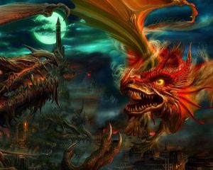 Превью обои драконы, арт, апокалипсис