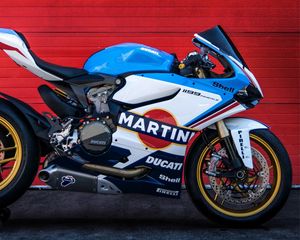 Превью обои ducati, 1199, мотоцикл, panigale, martini, martini racing, superbike