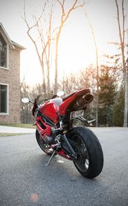 Превью обои ducati, мотоцикл, байк, красный, вид сзади