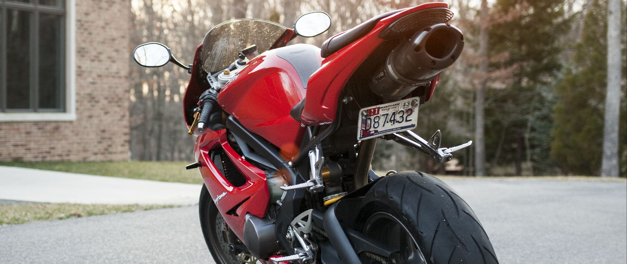 2560x1080 Обои ducati, мотоцикл, байк, красный, вид сзади