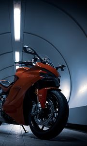 Превью обои ducati, мотоцикл, красный, тоннель