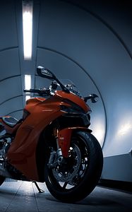 Превью обои ducati, мотоцикл, красный, тоннель