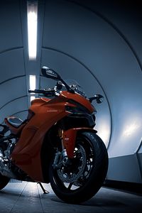 Превью обои ducati, мотоцикл, красный, тоннель