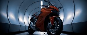 Превью обои ducati, мотоцикл, красный, тоннель