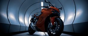 Превью обои ducati, мотоцикл, красный, тоннель
