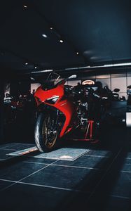 Превью обои ducati panigale v2, ducati, мотоцикл, байк, красный, фара