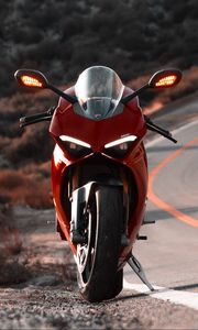 Превью обои ducati panigale v4 s, ducati, мотоцикл, байк, красный, вид спереди