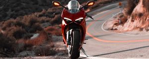 Превью обои ducati panigale v4 s, ducati, мотоцикл, байк, красный, вид спереди