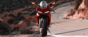 Превью обои ducati panigale v4 s, ducati, мотоцикл, байк, красный, вид спереди