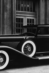 Превью обои duesenberg 1934, год, автомобиль, старинный, черный, белый