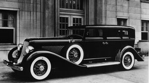 Превью обои duesenberg 1934, год, автомобиль, старинный, черный, белый