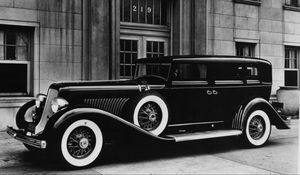 Превью обои duesenberg 1934, год, автомобиль, старинный, черный, белый